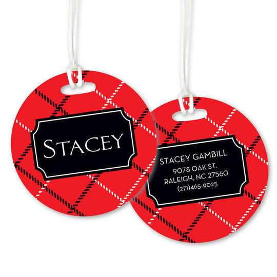 Red Plaid Luggage Tags